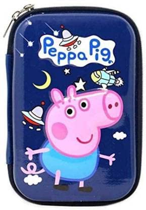 Rockjon Cartoon Character Peppa Pig Large Capacity Hardtop EVA Pencil Case Pack of 1 Multicolor