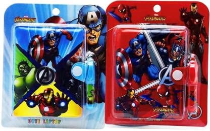 Rockjon Kids Cute Cartoon Printed Avenger Pocket Diary With Pen A7 Diary Ruled 60 Pages – Pack of 2