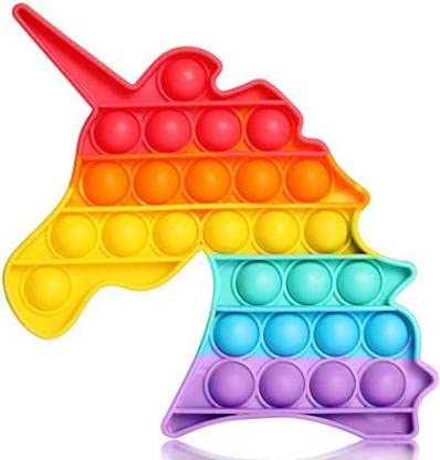 Rockjon Push Pop Bubble Fidget Sensory, POP Unicorn Shape Decompression Toy Bubble Popper Fidget Toy for Stress Relief Learning Materials – Silicone – Kids & Adults Fun/Party Board Game