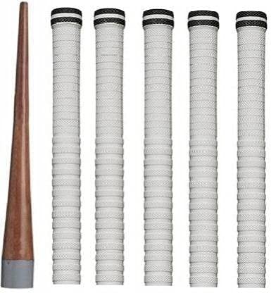 Krullers- Set of 5 Cricket Bat Grips & 1 Wooden Cricket Bat Cone White Color (Grip Cone) Pack of – 6