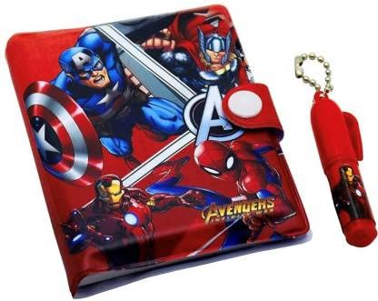 Rockjon Kids Cute Cartoon Printed Avenger Pocket Diary With Pen A7 Diary Ruled 60 Pages – Pack of 2