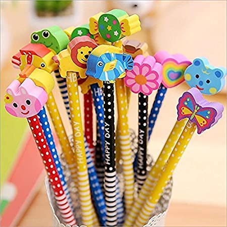 Rockjon Birthday Party Return Gifts – Pack of 6 Extra Dark Pencils with Eraser for Kids – (Made in India)
