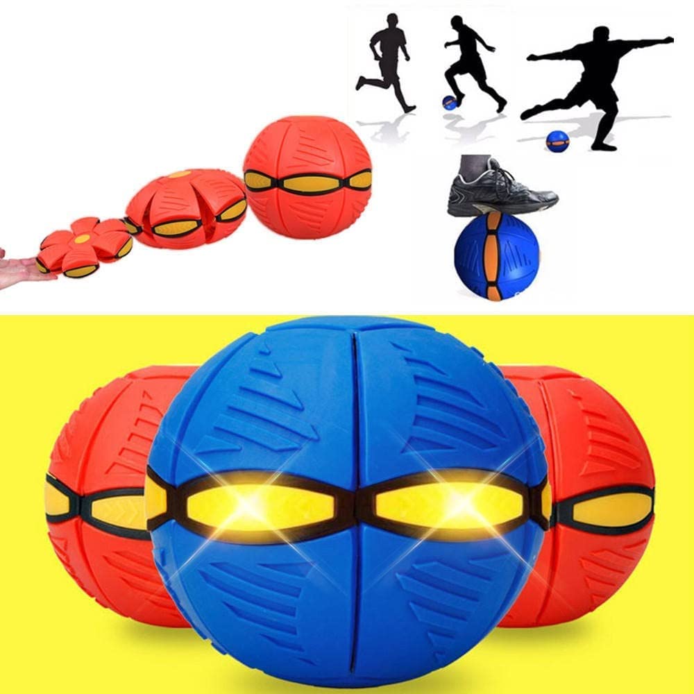 Rockjon – Flying Soccer Magic pop Ball Frisbee Deformation Football Flat Throw Disc with 3 LED Light Flying Toys Venting Decompression air Hover Outdoor…