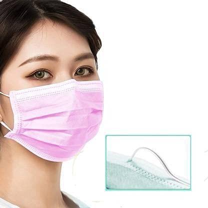 Rockjon Unisex Export Quality Non Woven Fabric with 4 Layer Protection and Comfortable Nose Clip Disposable Surgical Face Masks with Valve (Blue, Pink, White, Green, Black) -Pack of 50, 10 Each Color