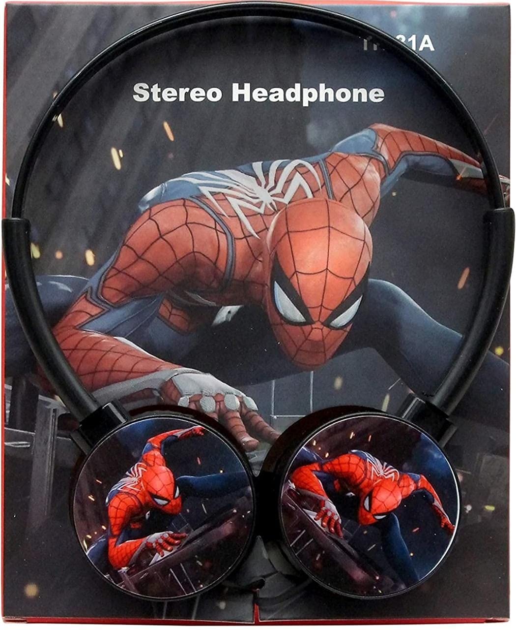 Rockjon- Stylish Modern Spider Man Design Headphones for All Android and iOS Devices Wired Headset Pack of 1,on The Ear