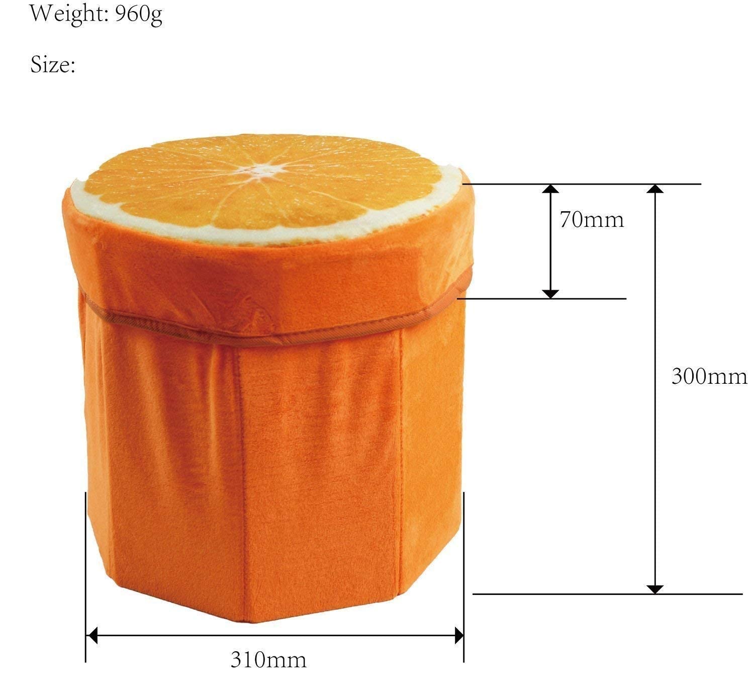 Rockjon-Foldable Storage Box Cum Sitting Stool for Kids,Multiple Fruit Design – Orange