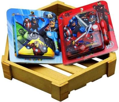 Rockjon Kids Cute Cartoon Printed Avenger Pocket Diary With Pen A7 Diary Ruled 60 Pages – Pack of 2