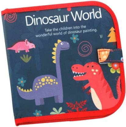 Rockjon Dinosaur Cute Drawing Book Set Cloth Writing Board Repeatable Reusable Colorful Pens DIY 200 mm Book Set (Set of 4, Multi color)