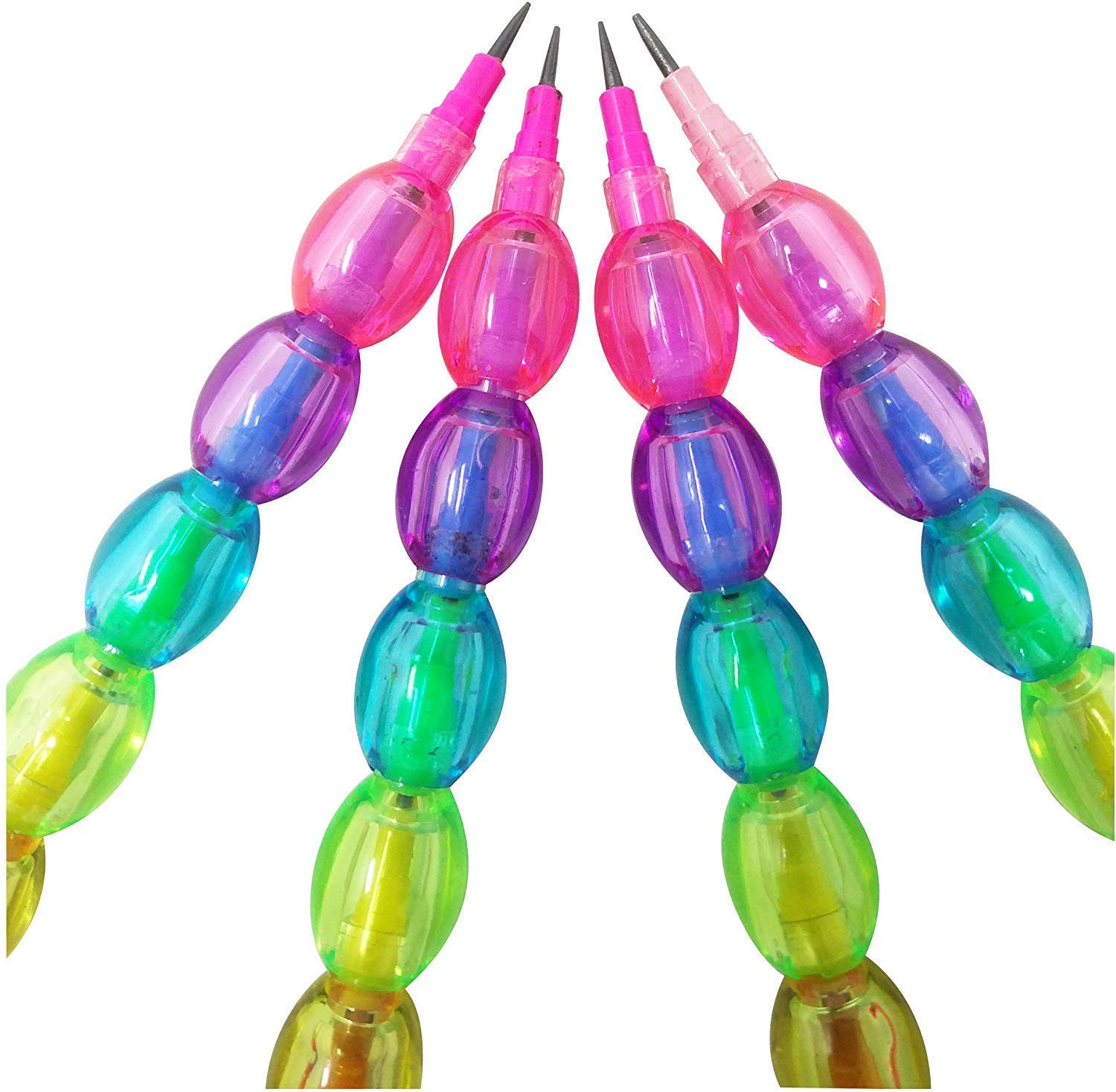 Rockjon Moti Design Non-Sharpening Stacking Pencil for Kids, Birthday Party Return Gifts (Multicolor, Set of 4)