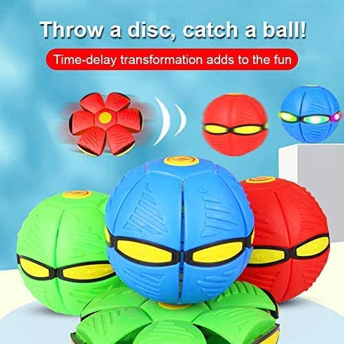 Rockjon – Flying Soccer Magic pop Ball Frisbee Deformation Football Flat Throw Disc with 3 LED Light Flying Toys Venting Decompression air Hover Outdoor…