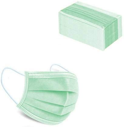 RockJon Surgical Nose Pin Anti Pollution Mask with 4 Layer Protection Green pack of 100 Surgical Mask With Melt Blown Fabric Layer (Free Size, Pack of 100, 3 Ply)