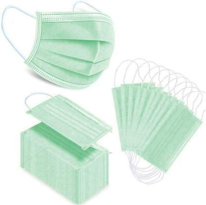 RockJon Surgical Nose Pin Anti Pollution Mask with 4 Layer Protection Green pack of 100 Surgical Mask With Melt Blown Fabric Layer (Free Size, Pack of 100, 3 Ply)