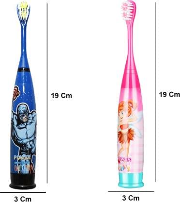 Rockjon Pack of Kids Cartoon Printed Extra Soft Electric Battery Powered Toothbrush for Kids(2Pc) Electric Toothbrush (Multicolor)