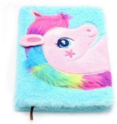 Rockjon Soft Fur Diary for Girls,Cute Plush Unicorn Notebook for Girls,Boys,Kids | Fancy Design Unicorn Stylish Diary for Girls-Multicolor