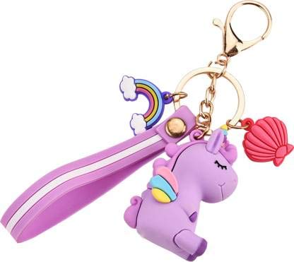 rockjon G4GIFT Soft Magical Unicorn Rainbow with Charms (Multicolor) Key Chain Key ring