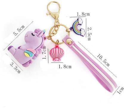 rockjon G4GIFT Soft Magical Unicorn Rainbow with Charms (Multicolor) Key Chain Key ring