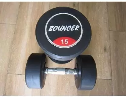 Kiraro Pair of 15KG X 2 Premium Quality Rubber Professional Bouncer Fixed Weight Dumbbell (30 kg)