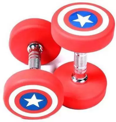 Kiraro Pair of 12.5KG * 2 Captain America Best Quality Rubber Coated Dumbbell Fixed Weight Dumbbell (25 kg)