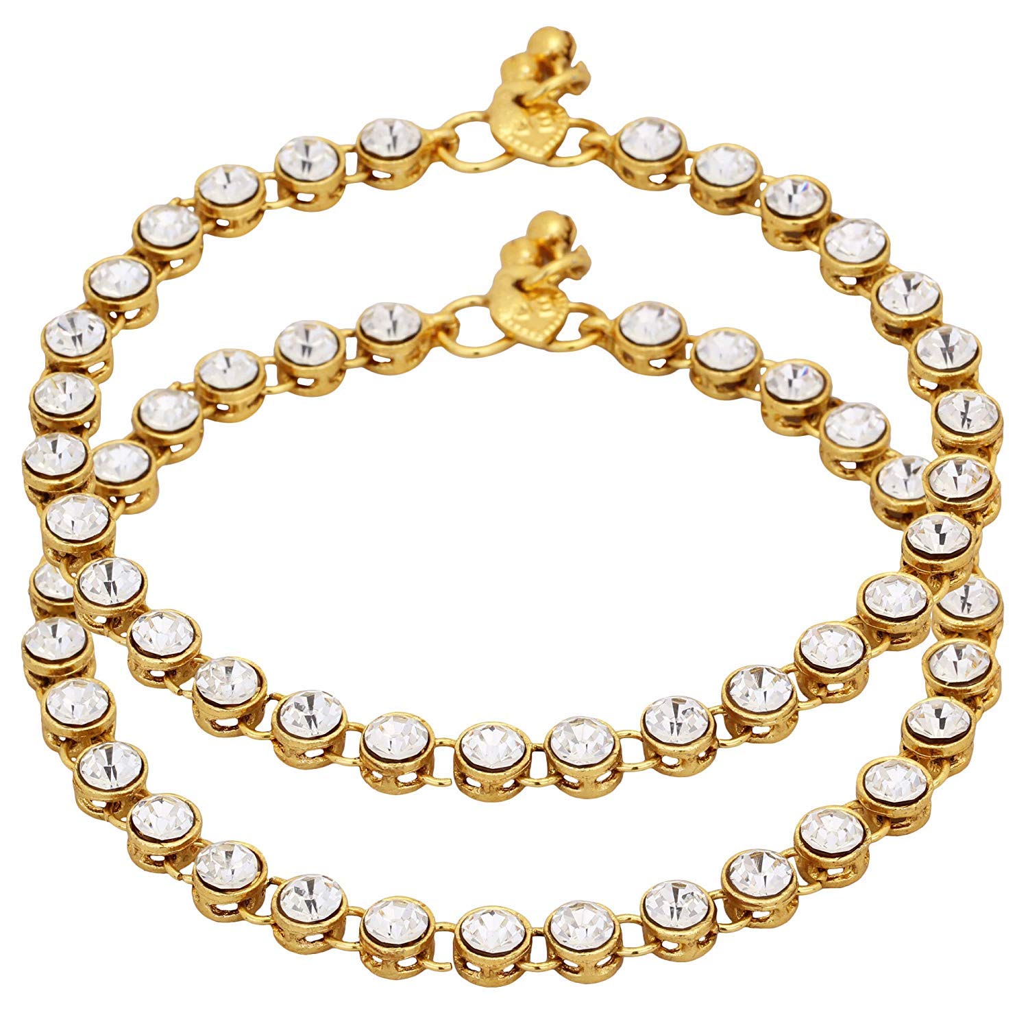 Rockjon Precious Stone Studded Gold Anklet for Women/Girls