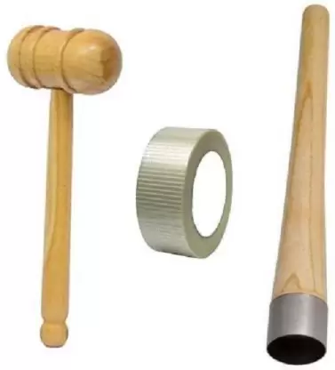 Kiraro Cricket Combo of Mallet Hammer Ball+Grip Fitting Cone+40 Meters Long Bat Protection Fiber Tape Cricket Kit