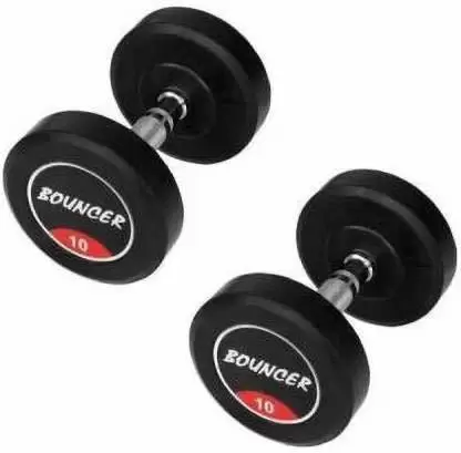 Kiraro Pair of 10KG X 2 Premium Quality Rubber Professional Bouncer Fixed Weight Dumbbell (20 kg)