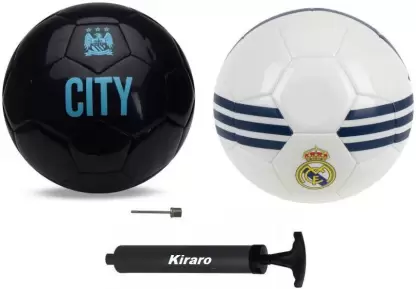 Kiraro Set of City & Madrid Football With Air Pump Football – Size: 5 (Pack of 3)