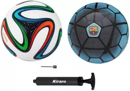 Kiraro Set of FCB & Brazuca Football With Air Pump Football – Size: 5 (Pack of 3)