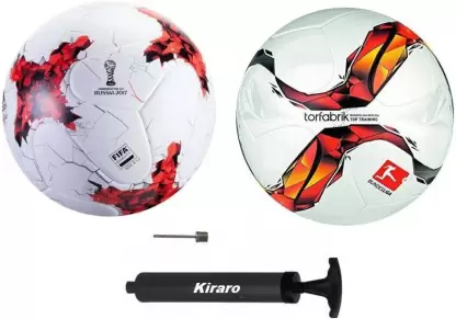 Kiraro Set of Russia & Bundesliga Football With Air Pump Football – Size: 5 (Pack of 3)