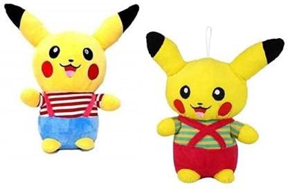 Rockjon- Cute Multicolor Pickachu Soft and Spongy Stuffed Toy Pack of- 2