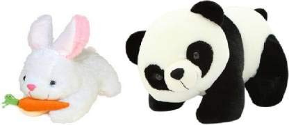 Rockjon- Nature’s Touch Soft Toys Animals Combo Panda and Rabbit for Kids multicolor pack of 2