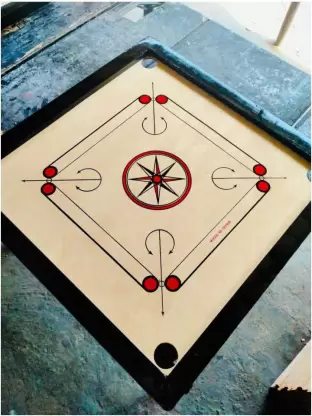 Kiraro Matte Finish medium Carrom Board with wooden Coins Striker Powder (26 x 26 Inch) 66 cm Carrom Board (Black, Brown)