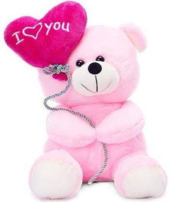 Rockjon Cute Pink Bear with Heart Love You Balloon Soft Toy for Kids