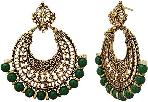 RocJon Alloy Jewel Set Traditional Gold Plated Pearl & Kundan Maang Tikka with Earring Set (Multicolor)