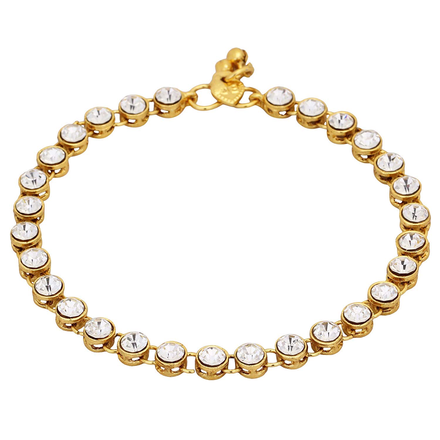 Rockjon Precious Stone Studded Gold Anklet for Women/Girls