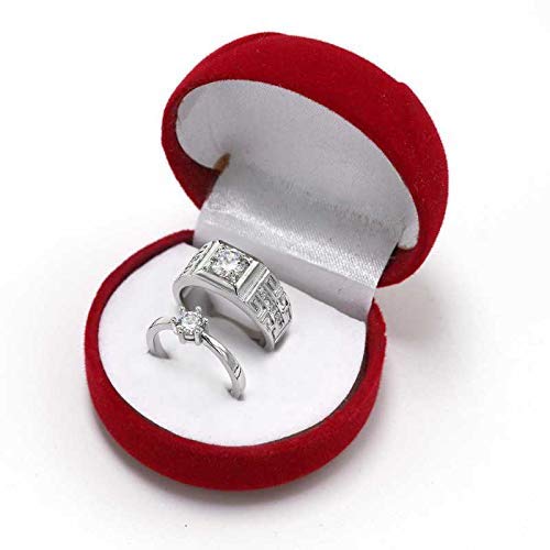 Rockjon-Valentine’s & Proposal Ring Special CZ Silver Plated Adjustable Couple Ring’s for Women’s Pack of 2