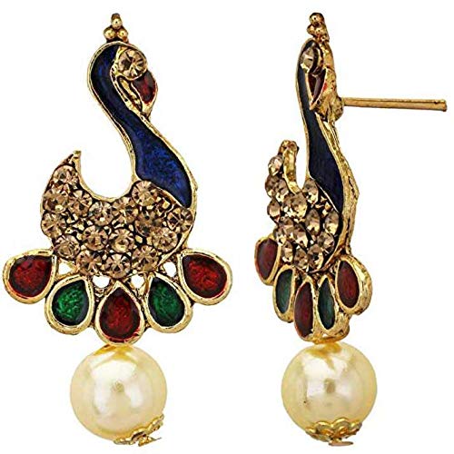 RockJon green/emerald traditional chandbali earrings and maang tika for women Brass Drops & Danglers