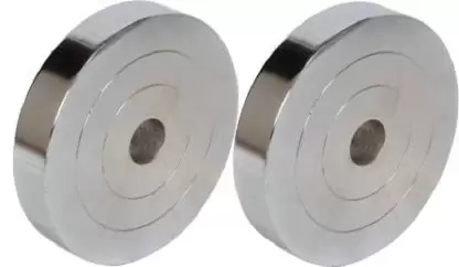 Kiraro Pair of 2 KG x 2 Steel Gym Plates, Steel Weight Plates or Dumbbell Plates Silver Weight Plate (4 kg)