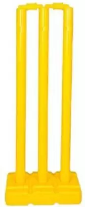 Kiraro Heavy Plastic Cricket Stumps With Base And Bails (Yellow)