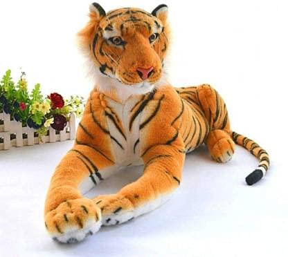 Rockjon- Cute Multicolor Tiger & Beautiful Colorful Caterpillar Soft and Spongy Stuffed Toy Pack of- 2