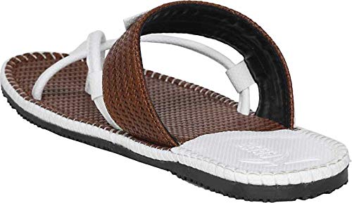 Rockjon Men Synthetic Leather Chappal (Tan) Slippers