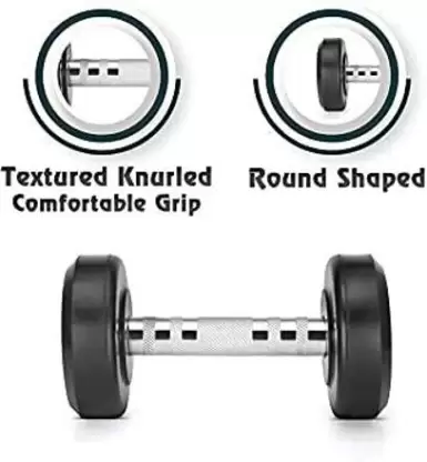 Kiraro Pair of 15KG X 2 Premium Quality Rubber Professional Bouncer Fixed Weight Dumbbell (30 kg)