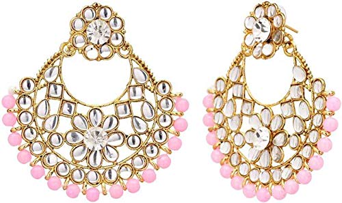 Rockjon Beautiful Women’s Pink and White Metal Gold-Plated Jewel Set for Wedding, Party