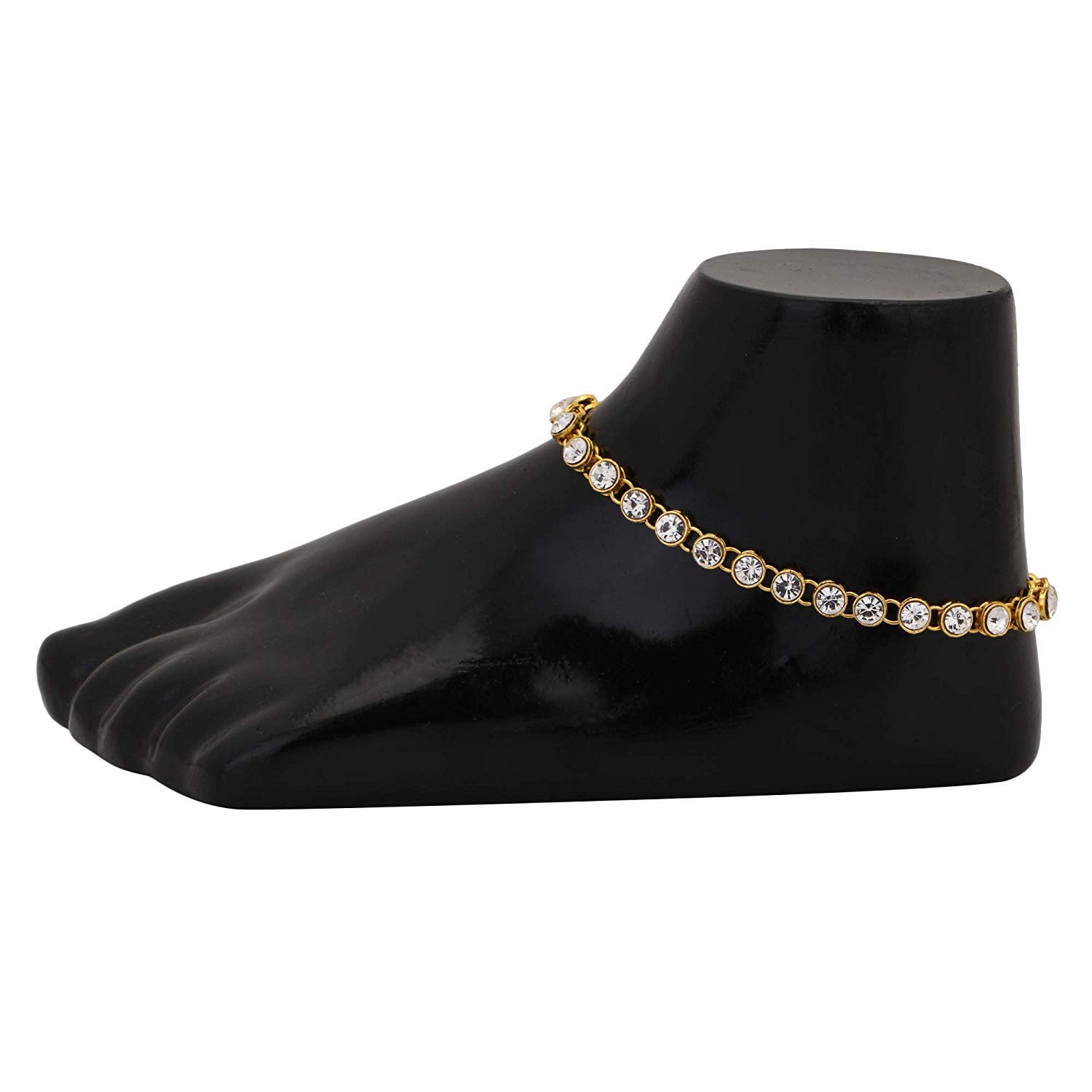 Rockjon Precious Stone Studded Gold Anklet for Women/Girls