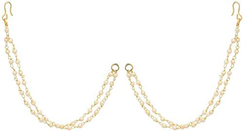 Rockjon designer triple layered metal kaanchain/earchain for women baahubali style Alloy Ear Thread