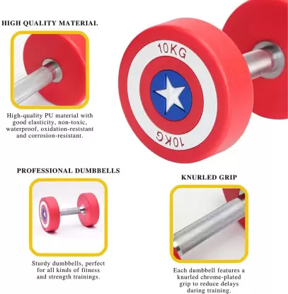 Kiraro Captain America Dumbbell (Set of 2 X 5kg ) (10 kg) Fixed Weight Dumbbell (10 kg)