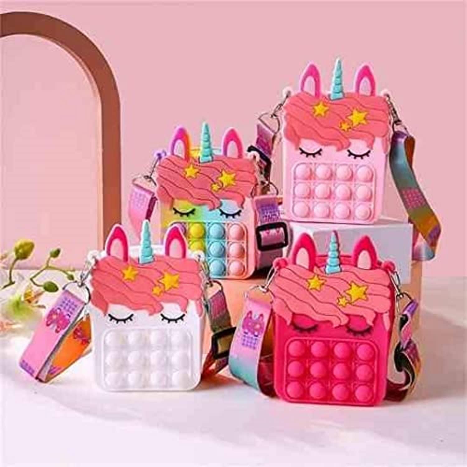 Rockjon – Unicorn Cute Push Pop it Bubble Sling Purse Cross Body Side Bag For Kids Girls