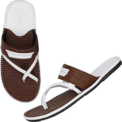 Rockjon Men Synthetic Leather Chappal (Tan) Slippers