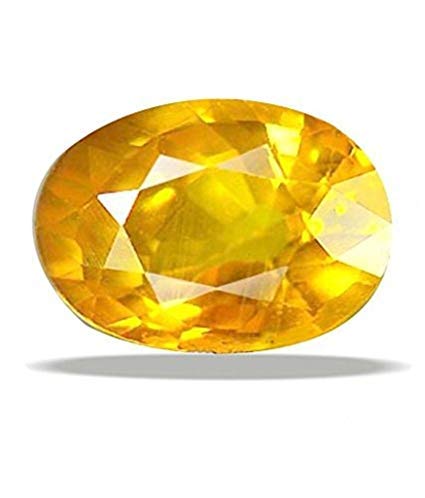 Azagems 11.95 Ratti (10.88 Carat) Yellow Sapphire Stone (Pukhraj) 100% Original Natural AAA Quality Loose Gemstone