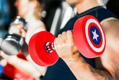Kiraro Pair of 12.5KG * 2 Captain America Best Quality Rubber Coated Dumbbell Fixed Weight Dumbbell (25 kg)