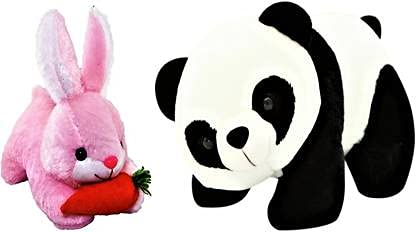 Rockjon- Nature’s Touch Soft Toys Animals Combo Panda and Rabbit for Kids pack of 2